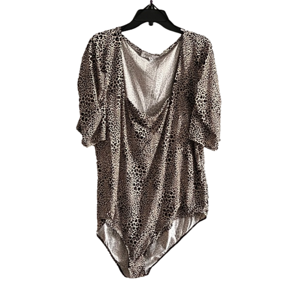 NWT Socialite Curve Women's Leopard Puff Sleeve Bodysuit - cheetah - Picture 5 of 8